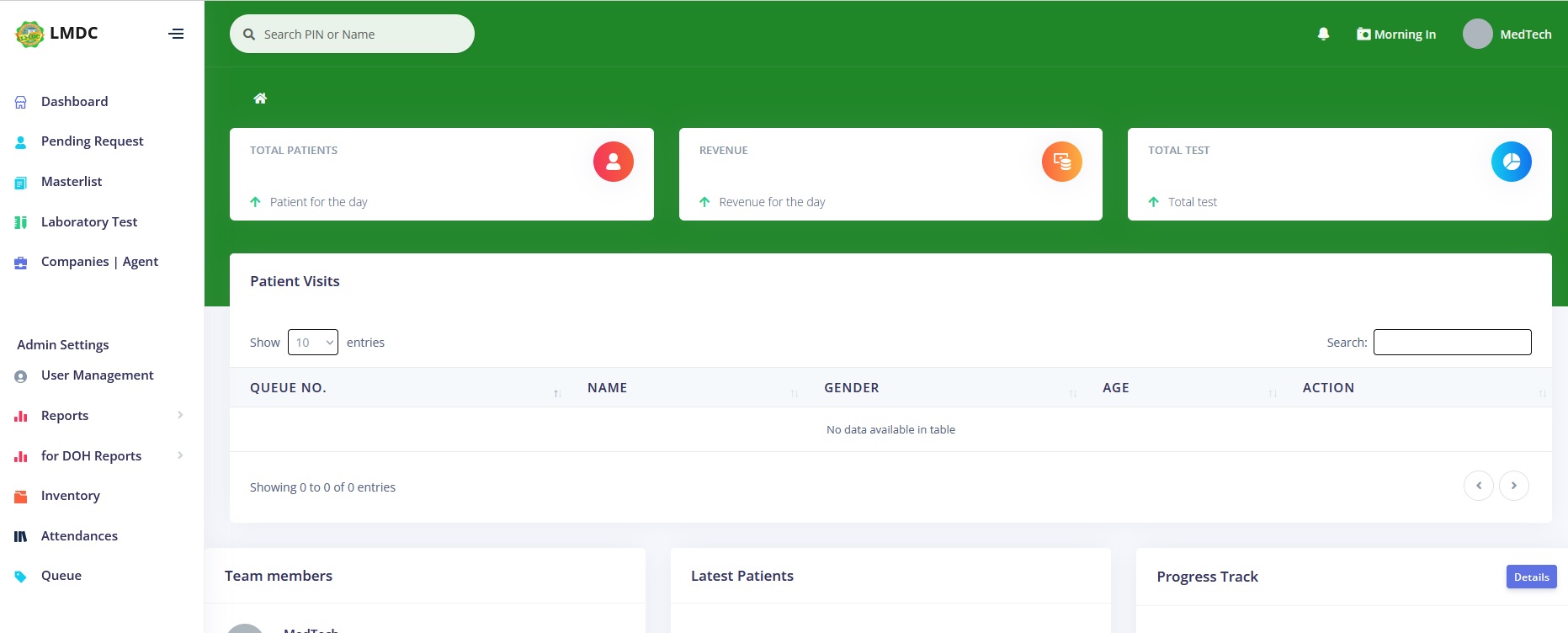 LMDC dashboard